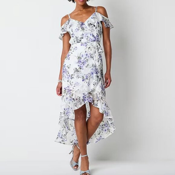 by&by Womens Juniors Floral High-Low Fit + Flare Dress , Size L - Picture 1 of 3